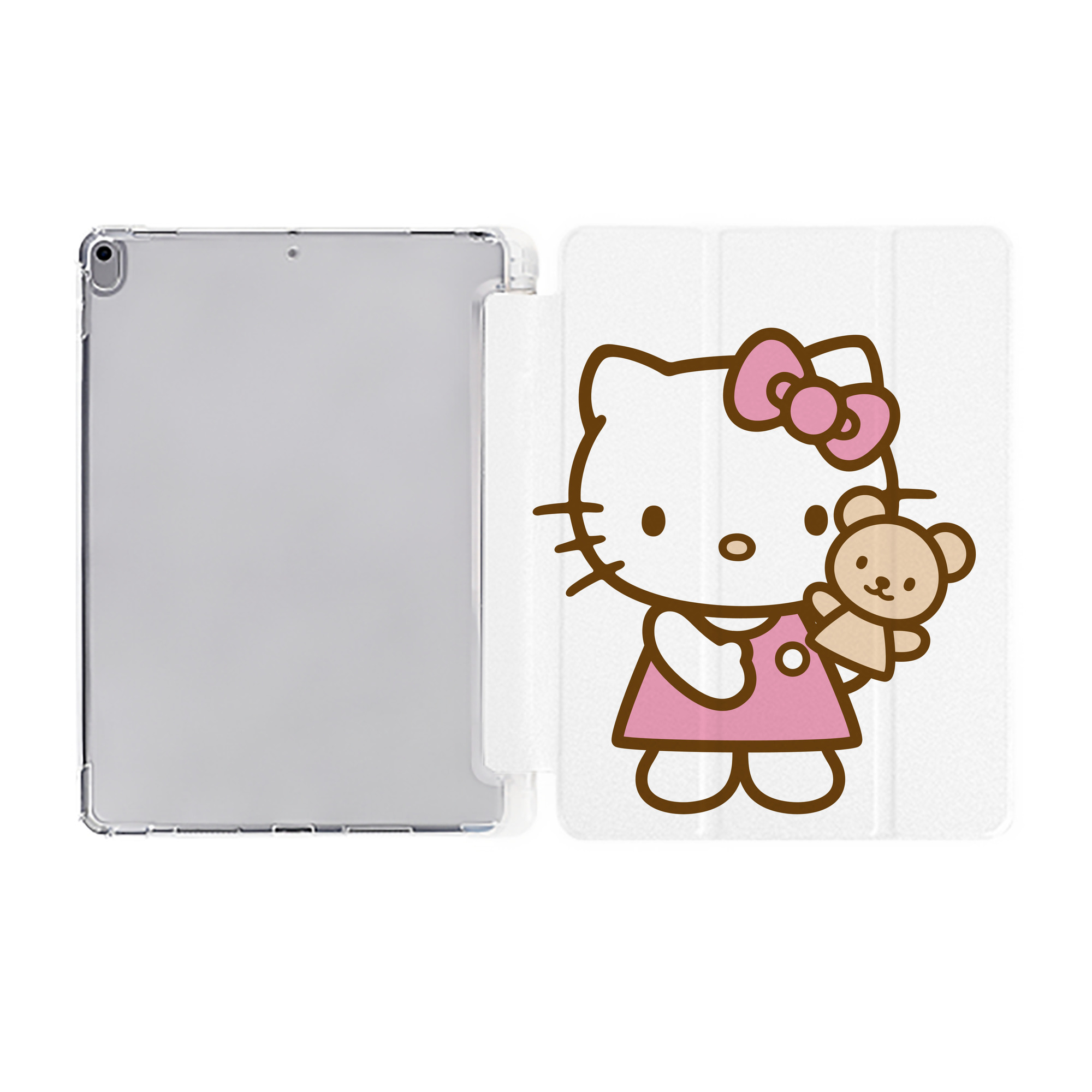 （画像用） Hello Kitty ハローキティ IPad ケース ペン収納付き 三つ折りスタンド PUレザー×シリコン 対応機種9.5/10.5/10.9インチ